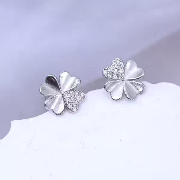 925耳針×幸運草×轉珠耳環