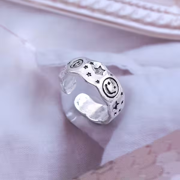 寬版笑臉星星×開口戒指