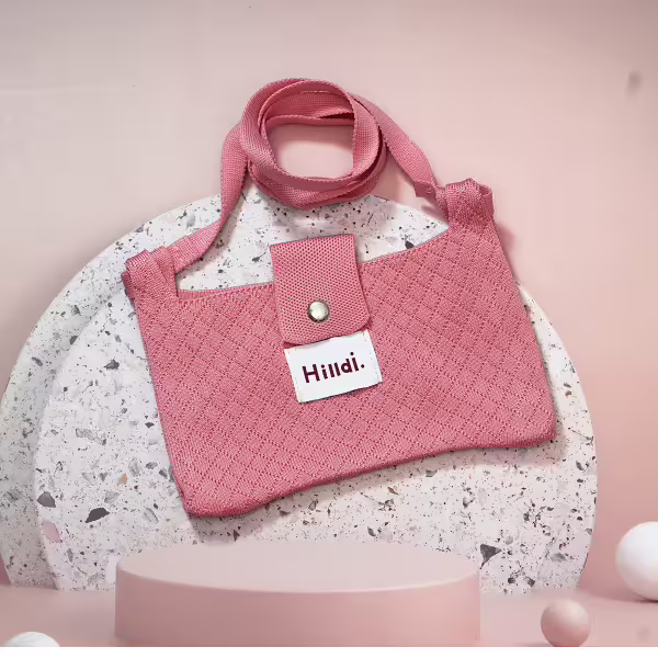 快樂多巴胺×單色針織×斜背包×粉紅