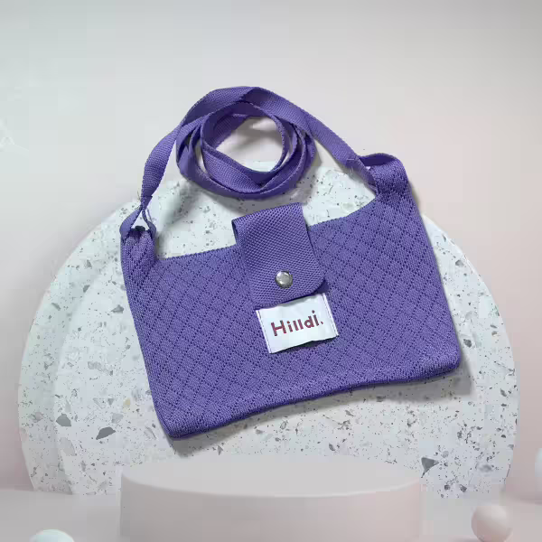 快樂多巴胺×單色針織×斜背包×紫色