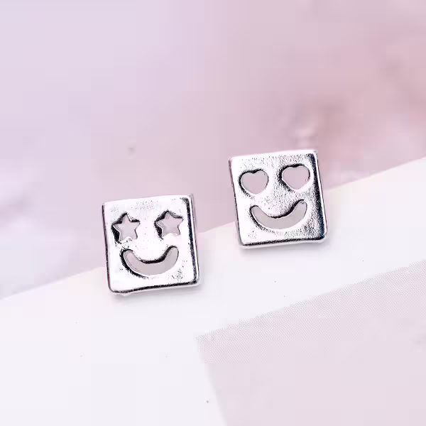 925銀針&times;方臉EMOJI&times;耳環