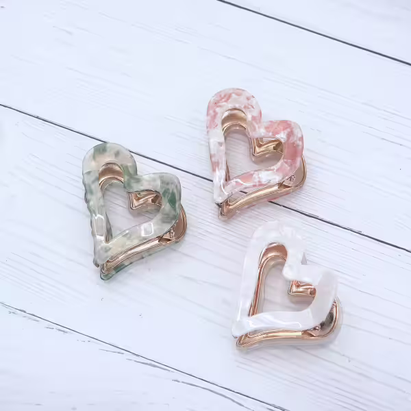 心型幻彩醋酸&times;鯊魚夾&times;共三色