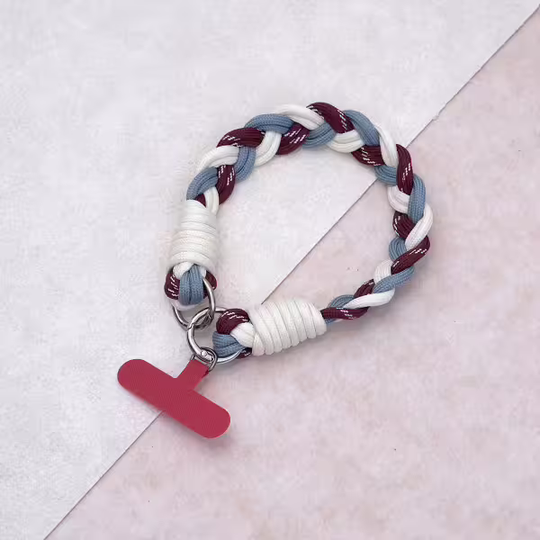 三色麻花辮&times;手機腕帶掛繩&times;藍紅白