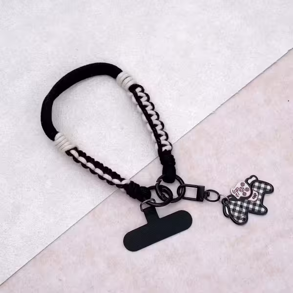 小馬編織×手機腕帶掛繩×黑色