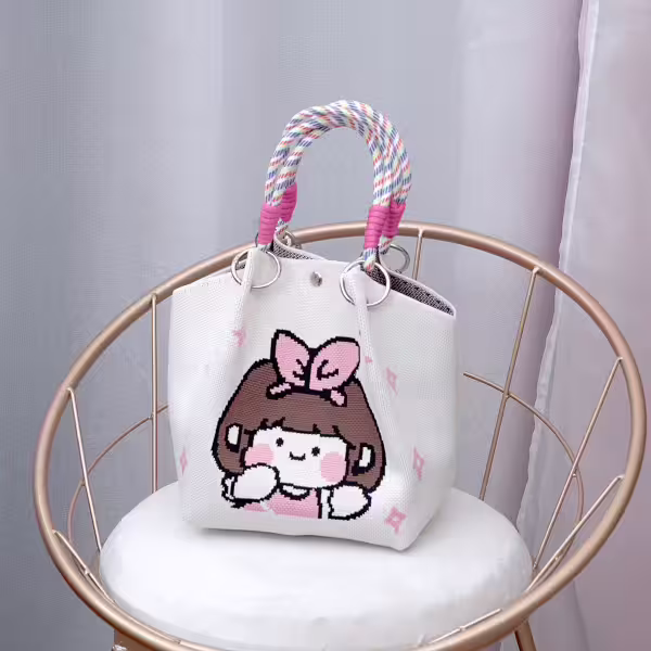 可愛女孩&times;針織手提袋