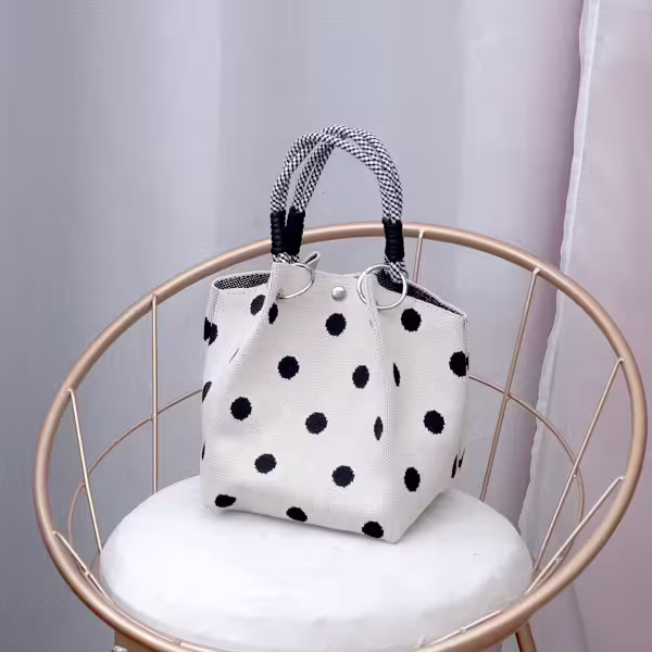 黑色波點&times;針織手提袋