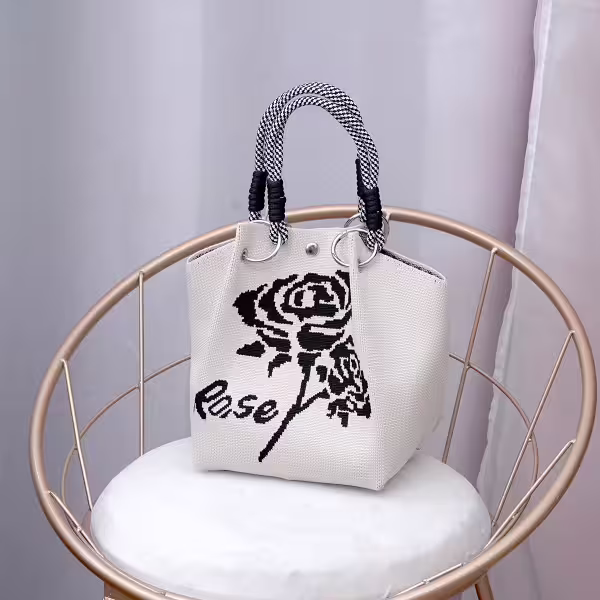 黑玫瑰&times;針織手提袋