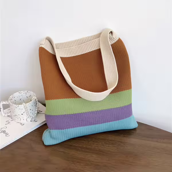 棕咖撞色&times;針織&times;單肩背包
