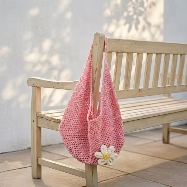 慵懶小花針織&times;肩背包&times;粉紅