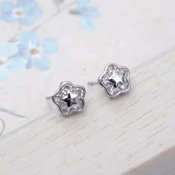 925銀針&times;五芒星梅花&times;耳環