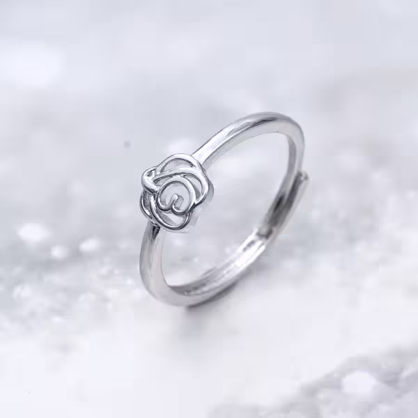 925銀飾&times;鏤空山茶花&times;開口戒指