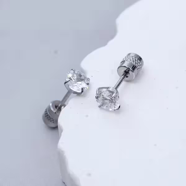 316鋼飾&times;單鑽&times;轉珠耳環