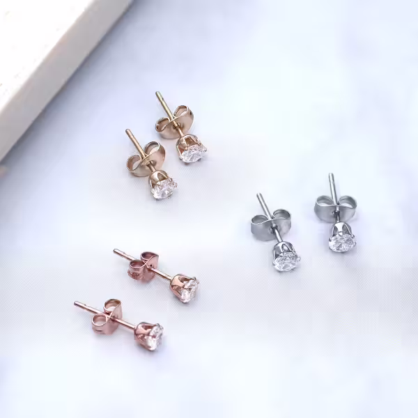 鋼飾&times;單鑽&times;耳釘&times;共三色