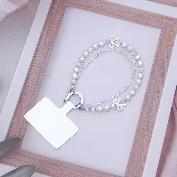 雙層華麗蝴蝶結派對&times;手機腕帶掛繩&times;白色