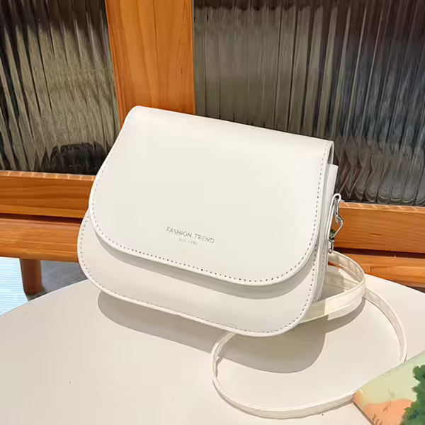 時尚掀蓋馬鞍包&times;斜背包&times;白色