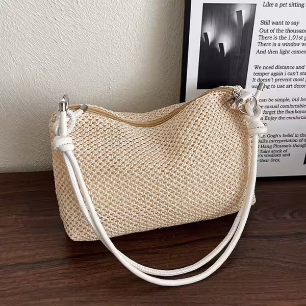 涼夏鏤空草編包&times;可調式斜背包&times;白色