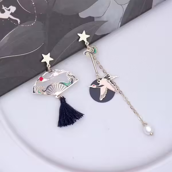 墨染仙鶴&times;不對稱三角耳夾