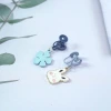 愛心棉花糖兔兔藍花×不對稱蚊香盤U型耳夾-第2張