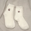 小熊白色毛襪&times;中筒襪&times;二雙套件襪子組-第1張
