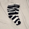 雙層條紋假兩件&times;中筒襪&times;黑白-第1張