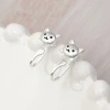 925銀針&times;小貓賣萌&times;後掛式耳環-第1張