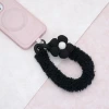 毛毛蟲小花朵×手機腕帶掛繩×黑色-第2張