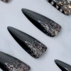 黑色金粉鉚釘亮面×穿戴式手指甲片×二十四入-第4張