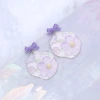 紫花蝴蝶結&times;吊墜耳環-第1張
