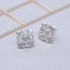925銀針×棋盤晶鑽格紋×耳針-第1張