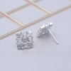 925銀針×棋盤晶鑽格紋×耳針-第3張