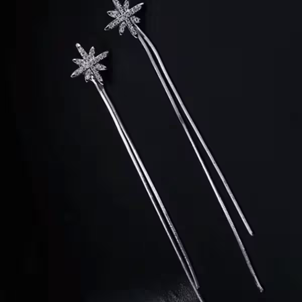 925銀針&times;光芒之星&times;後掛式流蘇耳針-第2張
