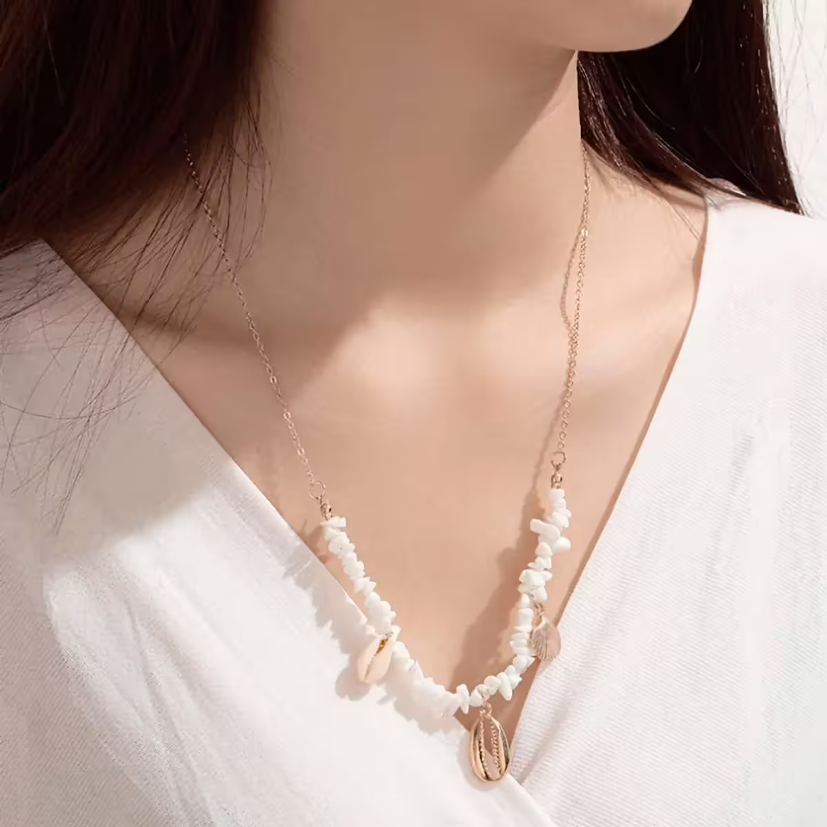 雪白碎石貝殼&times;項鍊-第2張