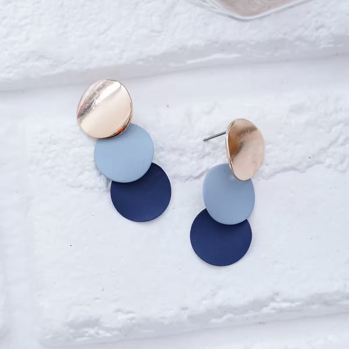 金屬撞色霧藍×吊墜耳環-第5張