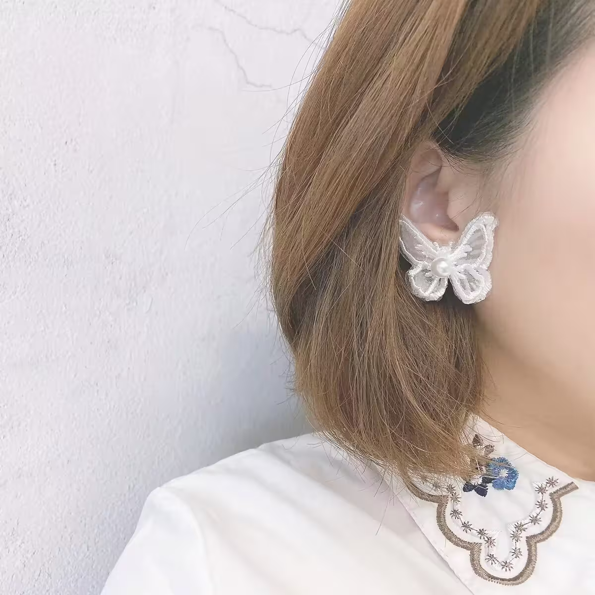 蕾絲刺繡展翅蝴蝶×吊墜耳環-第6張