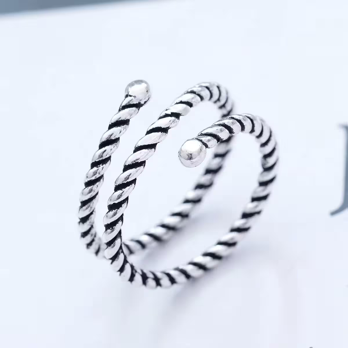 925銀飾&times;螺旋麻花捲&times;開口戒指-第1張