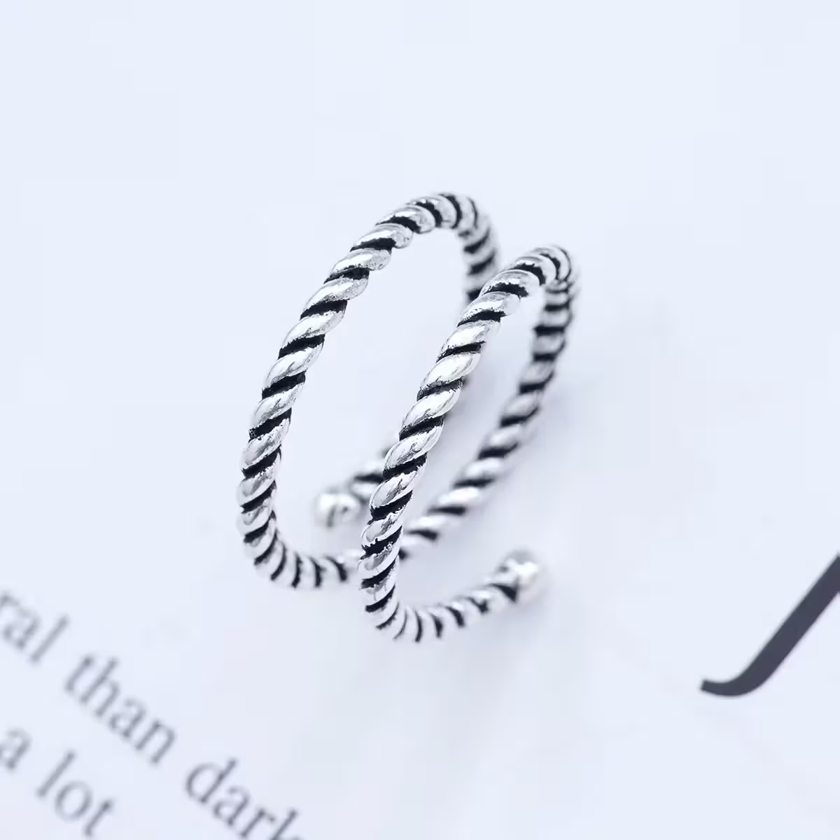 925銀飾&times;螺旋麻花捲&times;開口戒指-第2張