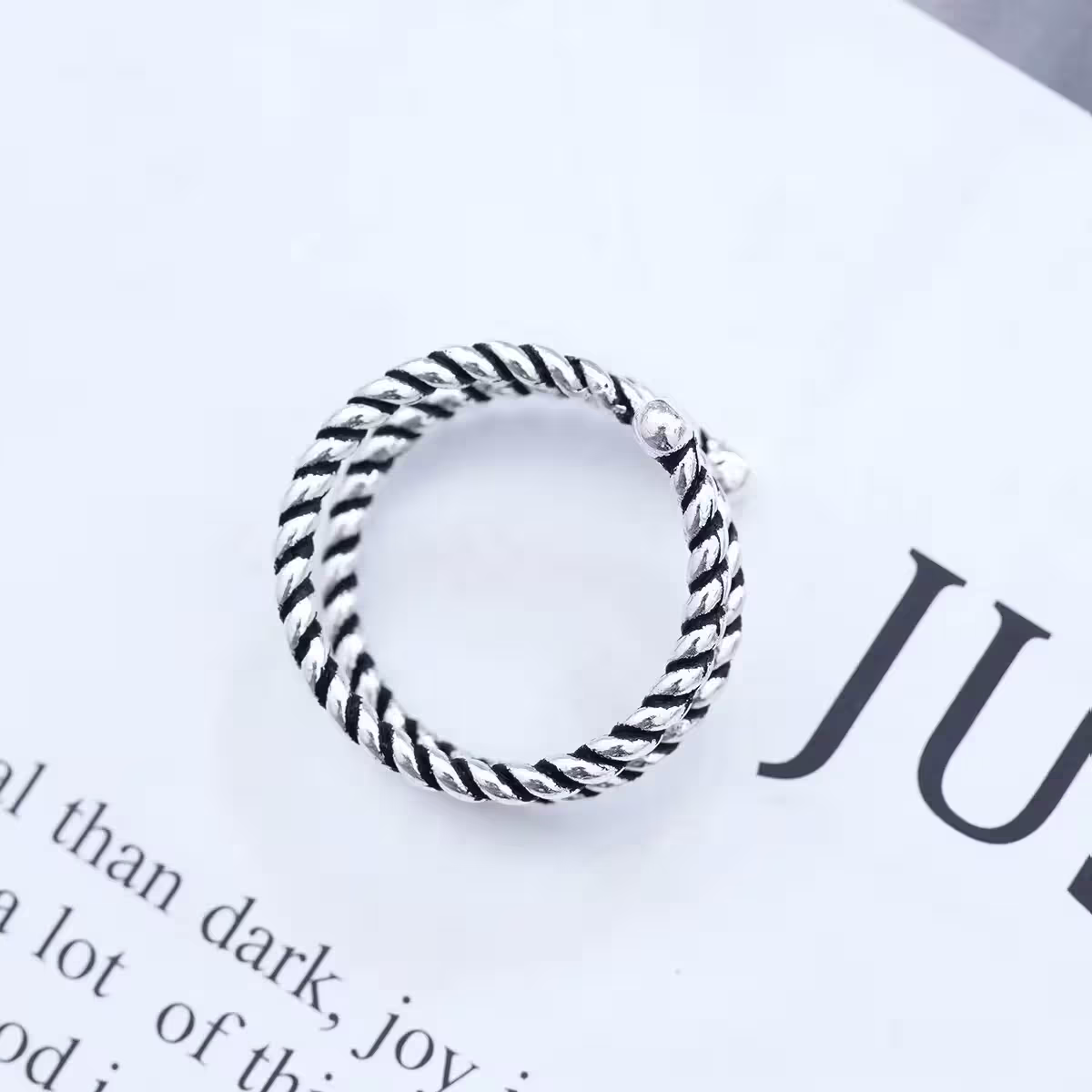 925銀飾&times;螺旋麻花捲&times;開口戒指-第4張