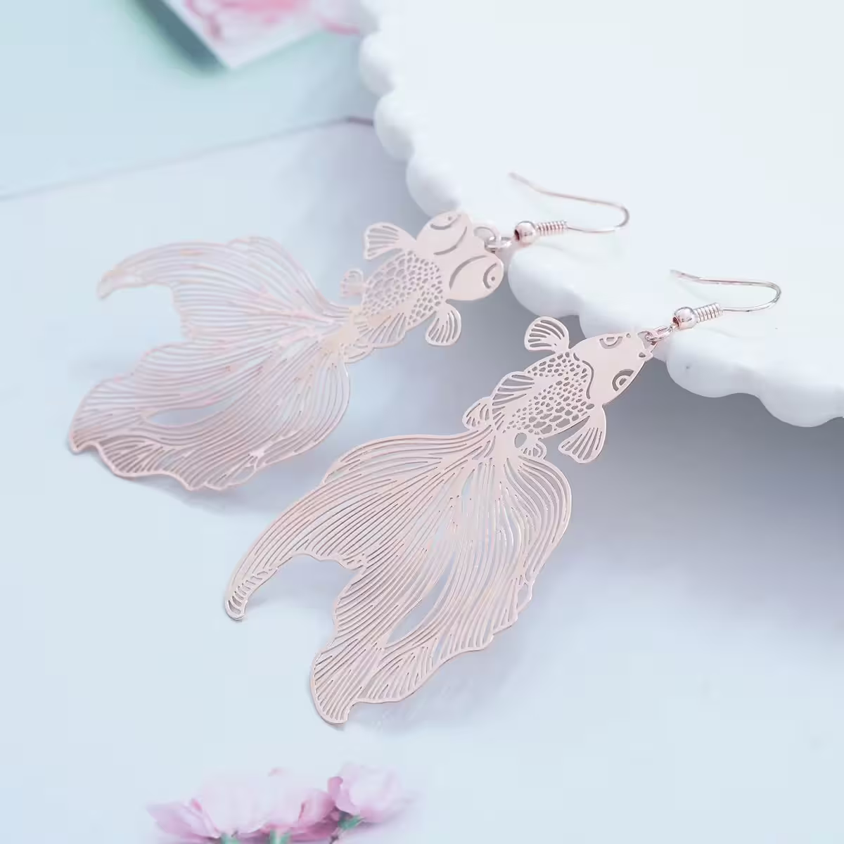 裙擺搖曳的金魚&times;不對稱吊墜耳勾-第4張