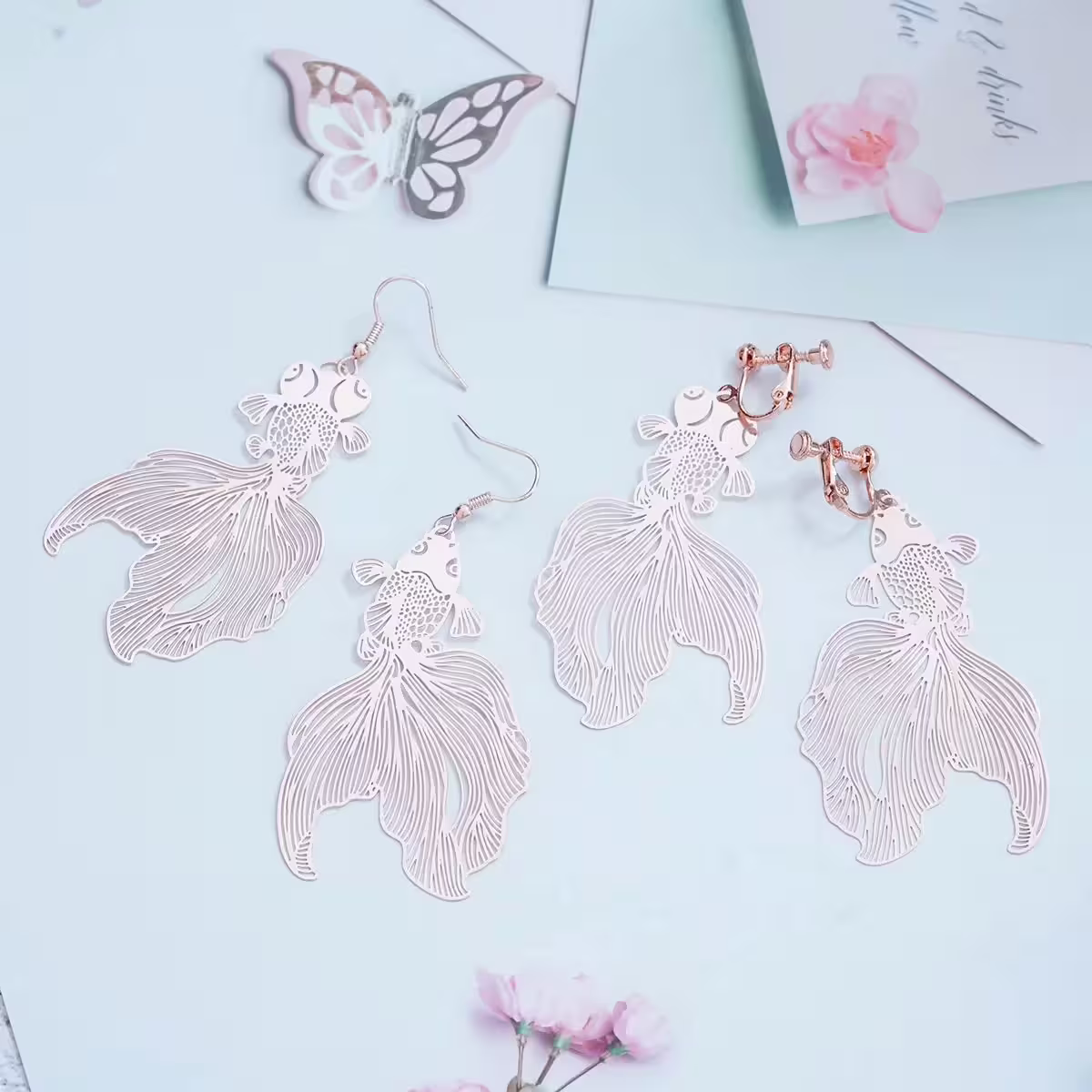 裙擺搖曳的金魚&times;不對稱吊墜耳勾-第6張