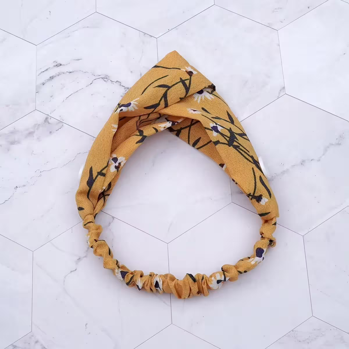 小雛菊雪紡紗&times;口罩防勒髮帶&times;鮮黃-第1張