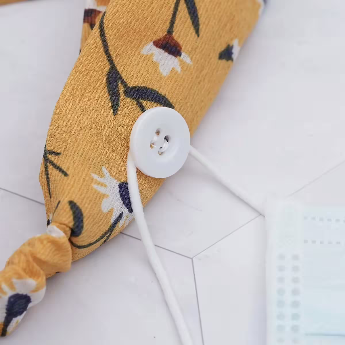 小雛菊雪紡紗&times;口罩防勒髮帶&times;鮮黃-第3張