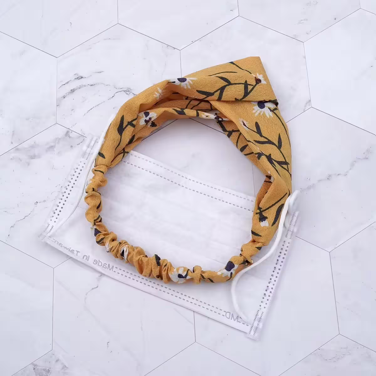 小雛菊雪紡紗&times;口罩防勒髮帶&times;鮮黃-第4張