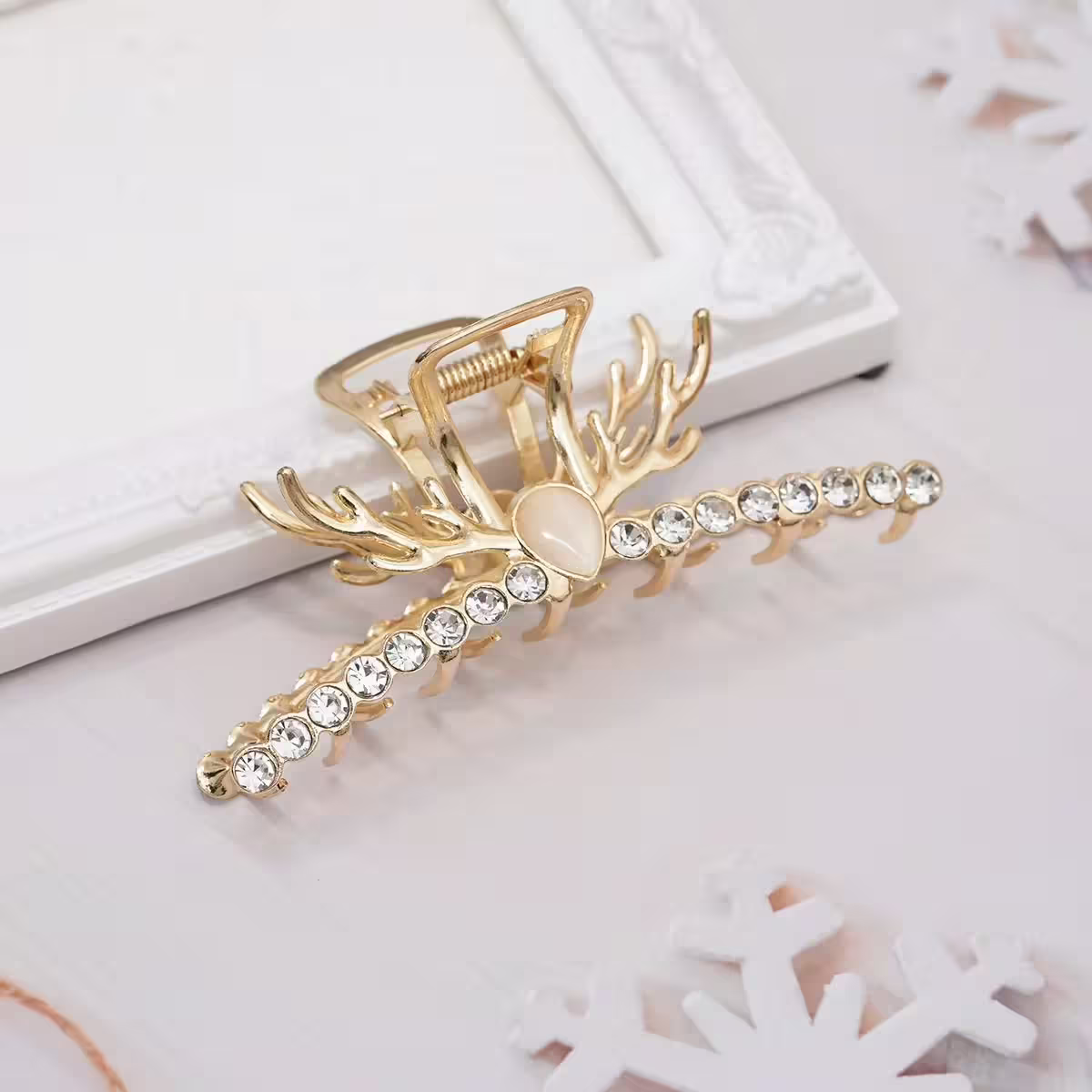 鹿角晶鑽貓眼石&times;鯊魚髮夾-第1張