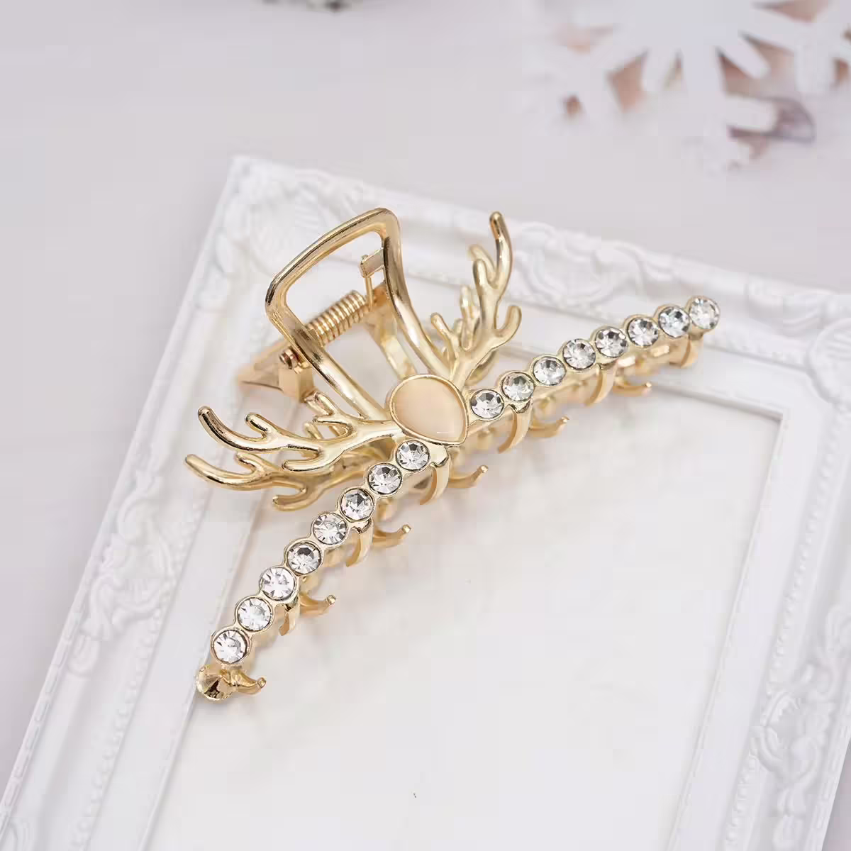 鹿角晶鑽貓眼石&times;鯊魚髮夾-第3張