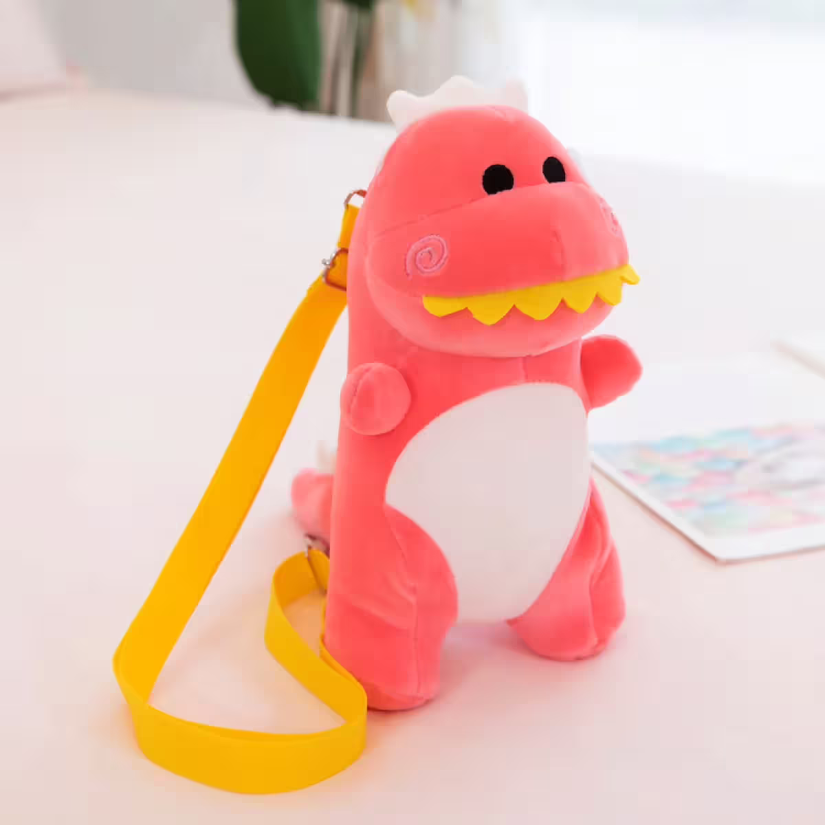 毛絨絨恐龍娃娃×斜背包×粉紅-第1張