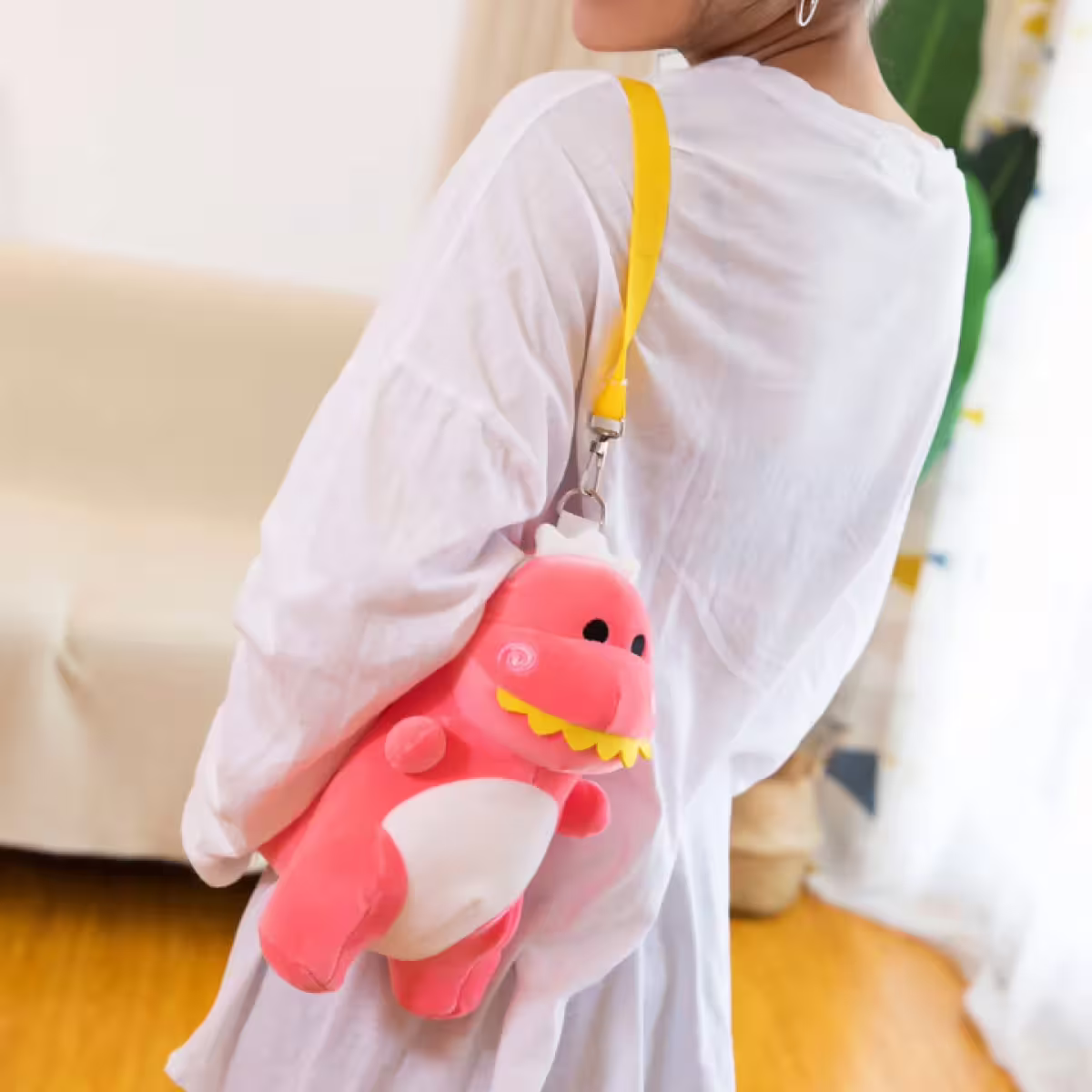 毛絨絨恐龍娃娃×斜背包×粉紅-第5張