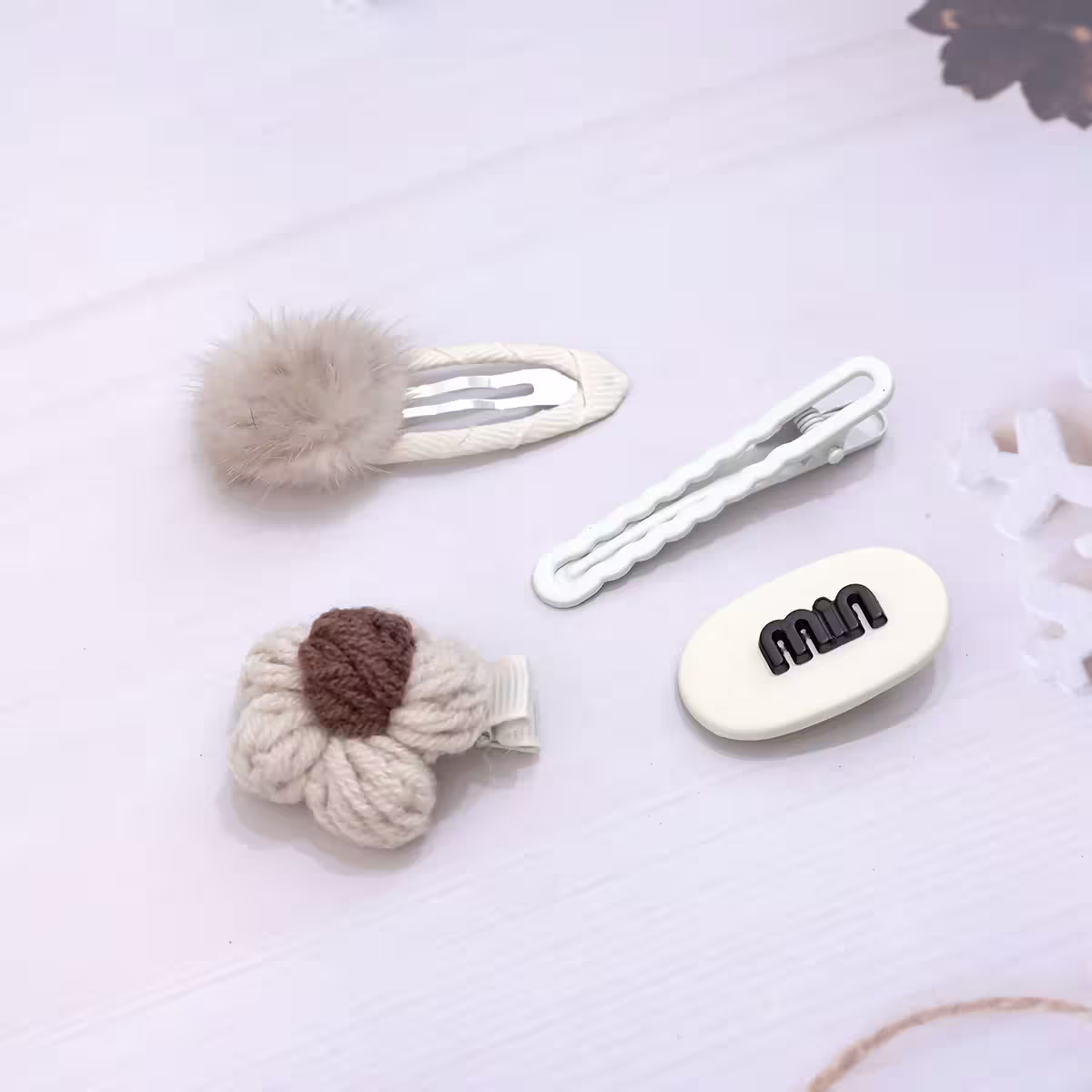 白咖黑領結毛毛×十套件髮夾組-第4張