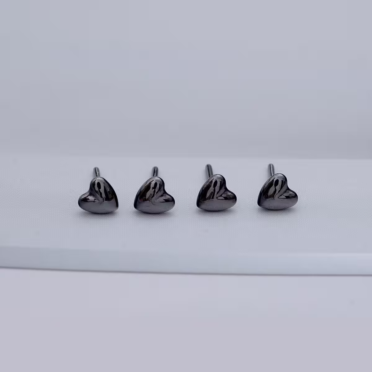 小愛心×陶瓷×養耳棒×二套件耳環組×黑色-第1張