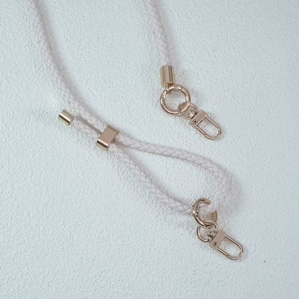 皮革編織×長度可調×手機斜背雙勾掛繩×米白-第4張