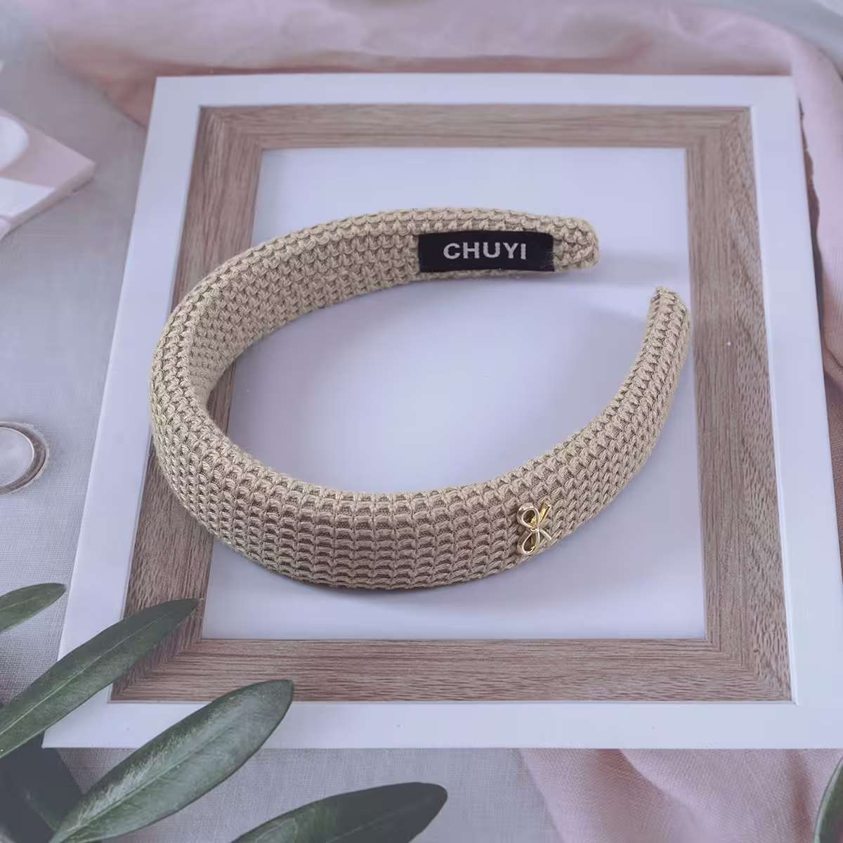 奶茶色羅紋蝴蝶結×髮箍-第3張